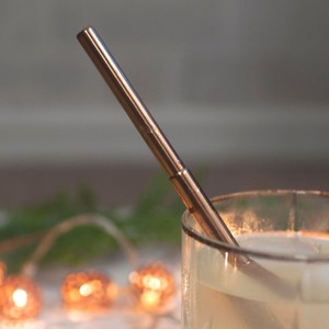Luxury <b>Reusable</b> Copper Bent Beverage <b>Straws</b> Metal Drinking <b>Straw</b> Set for Hotel Home Cocktails Smoothies Juice and Cold Drinks - Product Image 1