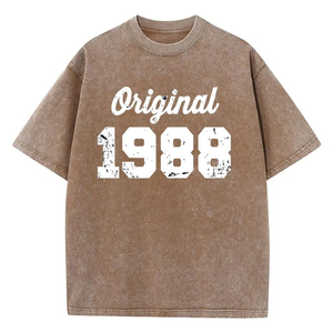 T-shirt original pour homme à manches courtes et col rond, taille plus, 100 % coton jersey respirant, imprimé numérique, motif lettres sur le devant, 1988, 100 - Product Image 6