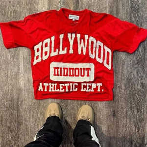 Jersey extragrande de algodón con cuello en V para hombre, ropa deportiva transpirable rápida con estampado DTG digital recortado, 100% al por mayor - Product Image 2