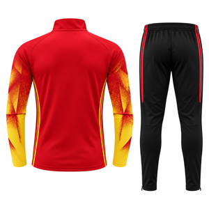 Ensemble de survêtement SINEWY pour homme, dégradé rouge-jaune, manches longues, fermeture éclair, respirant, anti-UV, évacuation de l'humidité, pantalon à taille élastique - Product Image 2
