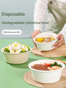 Eco-Friendly 400ml 500ml 750ml 1000ml 1500ml Pulp <b>Noodle</b> Soup Biodegradable Disposable Rice Bowls Lunch <b>Boxes</b> With Lids - Product Image 6