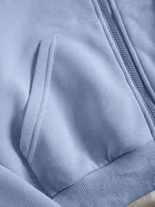 Customizable Lightweight Zip Drawstring Cotton Tracksuit Letter Graphic Thermal <b>Lined</b> Hoodie Shorts <b>Pants</b> Set Winter Hooded - Product Image 6