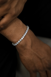 <b>Mens</b> 925 silver moissanite tennis bracelet round cut luxury engagement style jewellery iced out bracelet gift for <b>men</b> wear - Product Image 5
