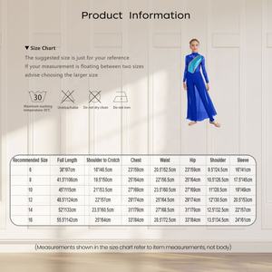 ชุดเต้นรำบอลรูมลาตินสำหรับเด็กผู้หญิงอายุ 6-16 ปี ชุดยิมนาสติก ชุดฟิกเกอร์สเก็ต จั๊มสูทผ้าชีฟฟอนกระโปรงยาว ชุดยูนิทาร์ด สำหรับการแข่งขันและการแสดง - Product Image 6