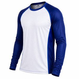 Camisetas Deportivas Casuales de Otoño para Mujer, de Manga Larga, Cuello Redondo, de Algodón, con Forro Polar, Anti-UV, Bordadas, de Secado Rápido, en Color Azul y Blanco - Product Image 2