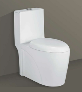 Inodoro de una pieza VIVA-5017 para uso en villas modernas, baños escolares y hoteles, con descarga por arrastre y sifón en P alargado. - Product Image 3