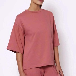 Camiseta Extra Grande de Cuello Redondo para Mujer, Color Sólido, Manga Corta, Corte Regular, 100% Algodón Jersey, Transpirable, Ecológica, Informal, Verano - Product Image 1