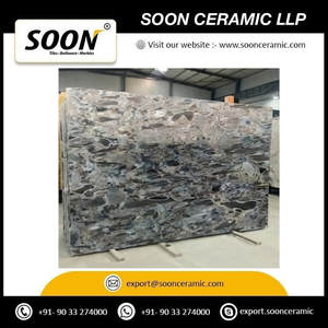 SOON CERAMIC LLP Marbre COSMIC BLACK LEATHER Calcite Grande dalle polie Design moderne écologique Modèle 3D pour mur de salon - Product Image 2