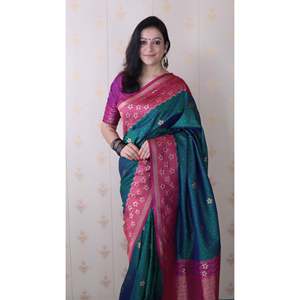 Green Soft Silk Banarasi Wavy Unique Zari Woven Saree <b>Traditional</b> <b>Chinese</b> <b>Clothing</b> Elite Weaves 650g - Product Image 4