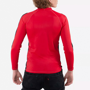 Nouveau Rashguard Homme 2026 Personnalisé Rouge à Col Roulé Manches Longues Anti-UV Imprimé Rayures Latérales Noires Séchage Rapide Spandex/Polyester - Product Image 4