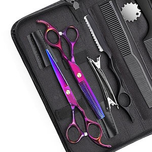 Tijeras de Peluquería Profesionales de Acero Inoxidable de Alta Calidad, Personalizables, Kit de Tijeras de Corte y Entresacado para Salón, Juego de Herramientas de Estilismo - Product Image 3