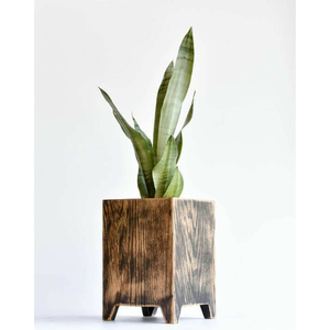 Jardinière carrée artisanale en bois de manguier, pot à fleurs moderne en bois massif pour la décoration intérieure et de bureau, finition naturelle. - Product Image 6