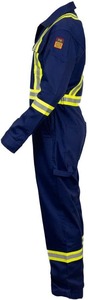 Combinaison de travail ignifuge bleu marine pour homme avec bandes réfléchissantes, uniforme de sécurité haute visibilité - Product Image 3