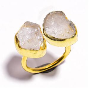 Natural Raw Gemstone Real <b>Gold</b> Plated <b>Ring</b> for Women and Girls Handmade Jewelry Manufacturer - Product Image 2
