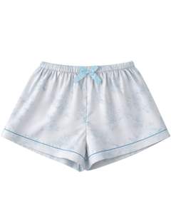 Conjunto de Pijama de Satén Floral Azul Claro Personalizado para Mujer, Manga Corta, Botones, Ropa de Dormir de Dos Piezas, Conjunto de Pantalones Cortos para Descansar - Product Image 5