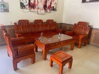 Ensemble de table à manger traditionnelle en acajou massif de luxe, chaises sculptées à la main avec tête d'éléphant, écologiques, durables, personnalisées, style royal antique