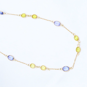 18K Solid Yellow Gold Handmade Women's Charm <b>Statement</b> <b>Necklace</b> Tanzanite Gemstone Link Bohemian Style Wedding High Quality - Product Image 6
