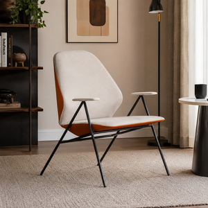 Fauteuil d'appoint moderne de style nordique, fauteuil en tissu capitonné de luxe avec structure en métal thermolaqué pour hôtel, bureau, salon - Product Image 1