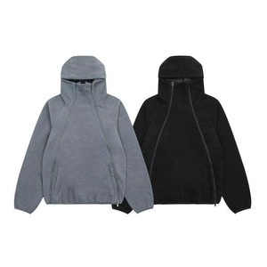 Sweat-shirt à capuche zippé pour homme en coton et polyester, coupe oversize et carrée, épaules tombantes, en molleton, options d'impression sérigraphique - Product Image 2