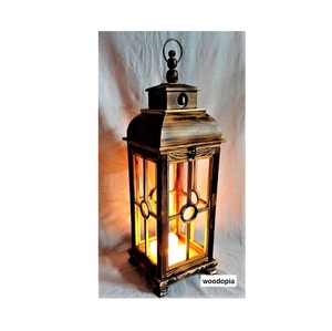 Portavelas de Madera con Ventanas de Vidrio y Asa de Cuerda, Decoración Rústica para Bodas y Fiestas - Product Image 4