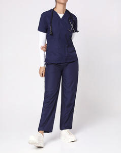 Quick Dry Hospital Scrubs Jumpsuit Set Unisex Short Sleeve <b>Nurse</b> Medical Scrub Uniforms Polyester Spandex - Product Image 5