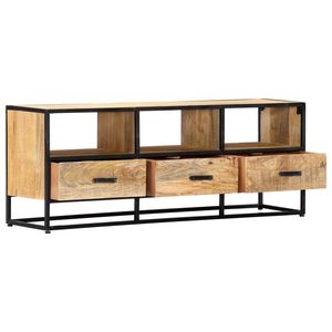 Mueble para TV de Madera Natural con Marco Negro, Elegantes Soportes para Televisor - Product Image 3