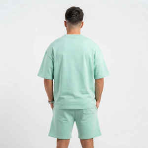 Custom LOGO Tracksuit Men's T Shirt and Short <b>Set</b> With Zipper Summer Breathable High Street Style <b>Knitted</b> T Shirts Shorts <b>Set</b> - Product Image 5