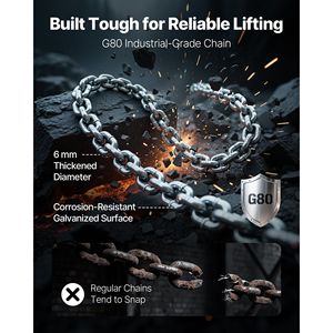 Paranco a Catena Manuale per Carichi Pesanti 3/4T (1650 libbre) Capacità 5FT (1,5 m) di Sollevamento, in Acciaio Legato G80, con Doppio Blocco, Paranco Meccanico a Trazione - Product Image 4