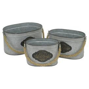 Beverage Cooler Tub Holds Beer Wine Ice <b>Bucket</b> Wine <b>Bucket</b> Metal Iron Oval Shaped Galvanized Ice <b>Bucket</b> with Handle - Product Image 4
