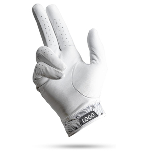 White Genuine Leather Golf Glove Right Hand Men Non-Slip <b>Hook</b> And Loop Closure Sports Custom requirements - Product Image 2