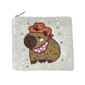 Bolso de Mano Tipo Clutch para Mujer, Estilo Vaquero, con Cuentas de Capibara, Lentejuelas, Ajustable, Anti-Robo, Cierre de Cremallera, Ecológico, Duradero, Moda Occidental - Product Image 1