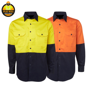 Camiseta de Seguridad de Alta Visibilidad Naranja para Hombre, Camisetas de Construcción 100% Poliéster Reflectantes de Manga Larga, Ropa de Trabajo - Product Image 2