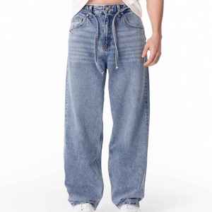 Pantalon en jean droit vintage pour homme, léger, respirant, à séchage rapide, écologique, en polyester et coton, de style urbain international - Product Image 1