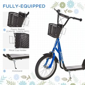 Monopattino Pieghevole Blu per Bambini con Ruote da 16 Pollici, Doppi Freni e Portabicchieri - Product Image 6