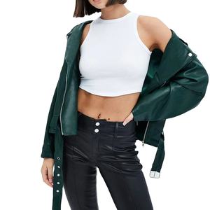 Chaqueta de piel de cordero suave y auténtica para mujer, chaqueta de cuero teñido liso de talla grande para motocicleta, chaquetas de moda 100% - Product Image 1