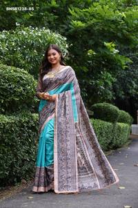 New Variety Tussar Silk with Madhubani Print- Traditional Pallu <b>Saree</b>-<b>Blouse</b> Set Collection Supplier from India <b>Saree</b> Love - Product Image 5