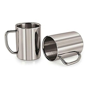 Stainless Steel Kullad Cup Set with <b>Tray</b> <b>Mirror</b> Finish Set of 6 <b>Silver</b> - Product Image 4