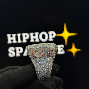 Luxury Custom <b>Ring</b> Fully Iced Out Moissanite Rose Gold Letter 925 Sterling <b>Silver</b> Hip Hop <b>Statement</b> Jewelry <b>Ring</b> for Men Women - Product Image 2