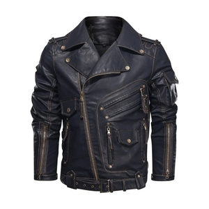 High Quality Custom Leather Jackets for Men Fashion Biker Motorcycle <b>Coats</b> Casual Winter Outerwear Wear - Product Image 1