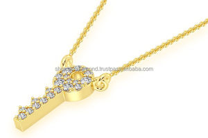 Pendentif Clé Maîtresse Personnalisée en Or Massif 10K Tendance, Sertie de Pierres Naturelles Taille Brillant, Cadeau Adorable, Bijou Hip Hop Unique Unisexe - Product Image 2