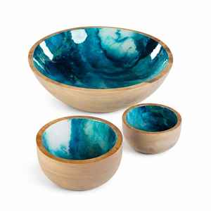 Tazón de Madera Meena Hecho a Mano, Pintado con Esmalte, Tazón de Madera Meena Esmaltado, Tazón Decorativo Hecho a Mano para Servir Ensaladas y Frutas - Product Image 5