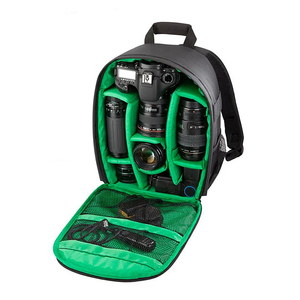 Green Interior Camera <b>Backpack</b> With Multiple Lens Compartments Waterproof Nylon Softback Bag For DSLR <b>Photography</b> Equipment - Product Image 1