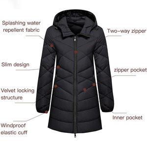 OEM Women's Poly-Fill <b>Puffer</b> Long <b>Jacket</b> - Winter Warm Quilted Coat | Lightweight Water-Resistant - Product Image 3