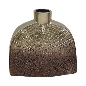 Vase rond en aluminium nickel antique décor de maison et de bureau décoration de table en métal Vase en métal fonctionnel - Product Image 1