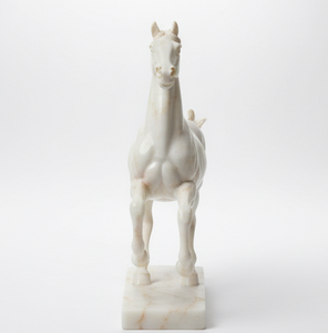 Statue de cheval en marbre blanc onyx, sculpture de cheval en pierre de marbre - Product Image 4