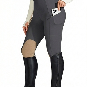 Custom Women Low Waist Equestrian Leggings <b>with</b> Pockets Full Length Knitted Spandex/Nylon Four-Way Stretch Quick Dry - Product Image 5