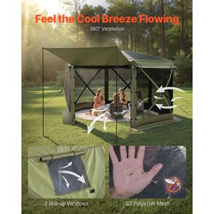 Carpa Gazebo Plegable de 6 Lados, 10 x 10 pies, con Techo Desmontable y Bolsa de Transporte para Camping - Product Image 6