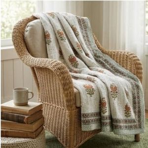 Traditional Indian Cotton Sanganer Kantha Queen Size <b>Throws</b> Hand Block Printed <b>Large</b> Width Handmade Quilt Home Bedding Export - Product Image 4