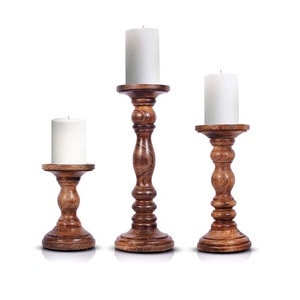 <b>Wooden</b> Candle Holder Natural Handmade Candle Stand for Dining Table Living Room Bedroom Centerpiece and Home Decoration - Product Image 1