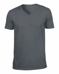 Camiseta casual de manga corta para hombre, cuello en V, lisa, de algodón. - Product Image 1